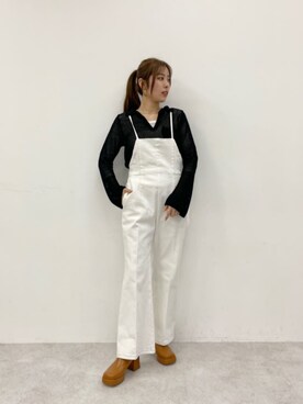 「EMMEL REFINES（エメルリファインズ）のアイテム（サロペット/オーバーオール）」を使った、島津（shimazu)さん（レディース・160cm）の冬コーディネート