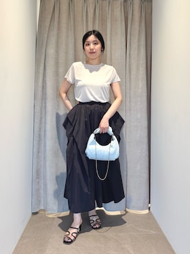 「EMMEL REFINES（エメルリファインズ）のアイテム」を使った、島津（shimazu)さん（レディース・160cm）の夏コーディネート
