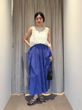 「EMMEL REFINES（エメルリファインズ）のアイテム」を使った、島津（shimazu)さん（レディース・160cm）の夏コーディネート