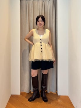 「EMMEL REFINES（エメルリファインズ）のアイテム」を使った、島津（shimazu)さん（レディース・160cm）の夏コーディネート