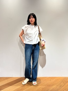 「EMMEL REFINES（エメルリファインズ）のアイテム」を使った、島津（shimazu)さん（レディース・160cm）の夏コーディネート