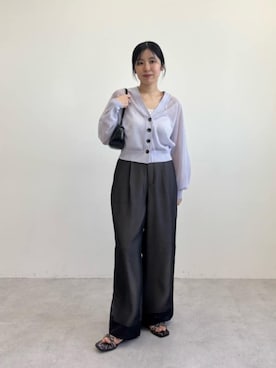 「アイテム（カーディガン/ボレロ、パープル系）」を使った、島津（shimazu)さん（レディース・160cm）の春コーディネート