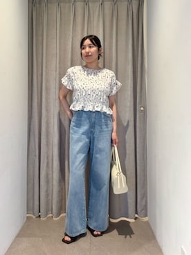 「EMMEL REFINES（エメルリファインズ）のアイテム（パンツ）」を使った、島津（shimazu)さん（レディース・160cm）の夏コーディネート