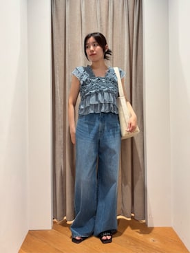 「EMMEL REFINES（エメルリファインズ）のアイテム」を使った、島津（shimazu)さん（レディース・160cm）の夏コーディネート