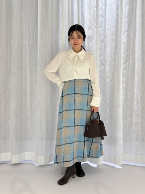 【新品タグ付】EMMEL REFINES ツィードライクチェックフレアスカート EMMEL REFINES スカート 「EMMEL REFINES」EM ツィードライク