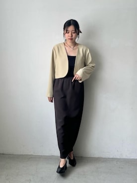 「マキシスカート」｜「アイテム（ノーカラージャケット）」を使った、島津（shimazu)さん（レディース・160cm）の夏コーディネート