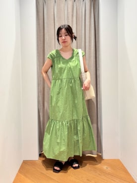 「EMMEL REFINES（エメルリファインズ）のアイテム」を使った、島津（shimazu)さん（レディース・160cm）の夏コーディネート