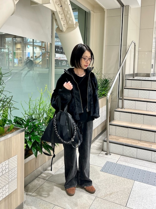 セール】【etsinta】ファー切替ショートスタンドジャケット/WEB限定