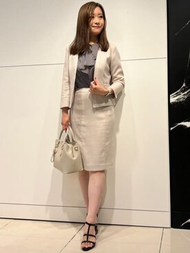 「COUP DE CHANCE（クードシャンス）の【2WAY/通勤/セレモニー】クローチェバッグ（ショルダーバッグ、ホワイト系）」を使った、シオンさん（レディース・161cm）の夏コーディネート