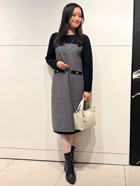 「COUP DE CHANCE（クードシャンス）のWポイントショート（ネックレス、シルバー系）」を使った、シオンさん（レディース・161cm）の冬コーディネート