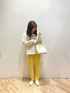 「Samansa Mos2 blue」｜「アイテム（スリッポン）」を使った、か な み さん（レディース・154cm）の冬コーディネート