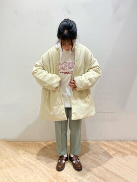 「Samansa Mos2 blue」｜「アイテム（スウェット）」を使った、か な み さん（レディース・154cm）の冬コーディネート