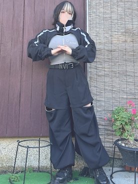 「アイテム（ナイロンジャケット）」を使った、ペキさん（レディース・50cm）の秋コーディネート