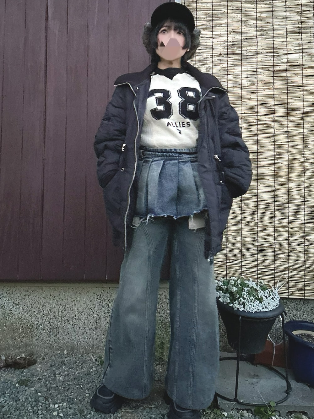 美品 24-25秋冬 アダムエロペ サステナブル ドロストキルティングブルゾン 美品 24-25秋冬 アダムエロペ サステナブル ドロスト