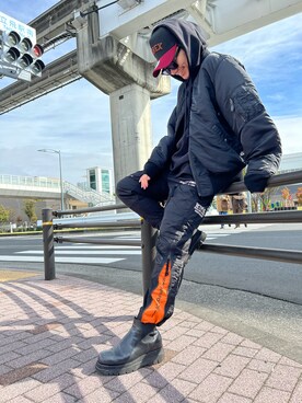 「秋トレンド2021」｜「アイテム（MA-1）」を使った、哺乳類さん（メンズ・170cm）の秋コーディネート