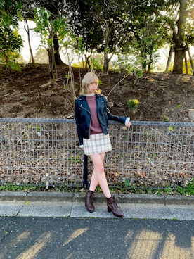 「SpRay（スプレイ）のアイテム（ライダースジャケット）」を使った、chitopandaさん（レディース・170cm）の夏コーディネート