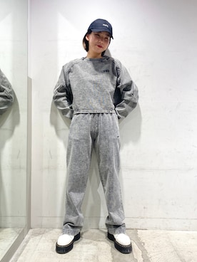 「SET UP」｜「アイテム（スウェットパンツ）」を使った、REMIさん（レディース・155cm）の冬コーディネート