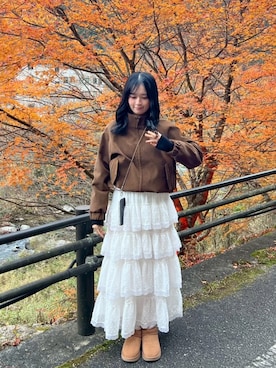 「アイテム（ブーティ）」を使った、ミドリさん（レディース・160cm）の秋コーディネート