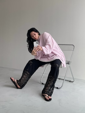 「春カラー」｜「アイテム（スウェット）」を使った、wee9sさん（レディース・155cm）の春コーディネート