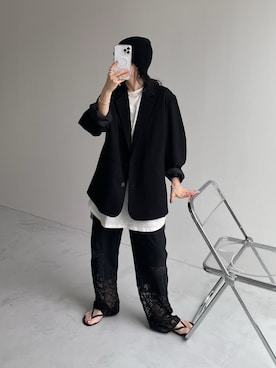 「レースパンツ」｜「アイテム（ジャケット/アウター）」を使った、wee9sさん（レディース・155cm）の春コーディネート