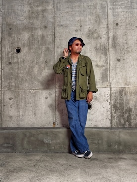 「VANS（バンズ）のVANS ヴァンズ SKATE OLD SKOOL オールドスクール VN0A5FCBNAV NAVY/WHITE（スニーカー、ブルー系）」を使った、RiMaさん（メンズ・171cm）の春コーディネート