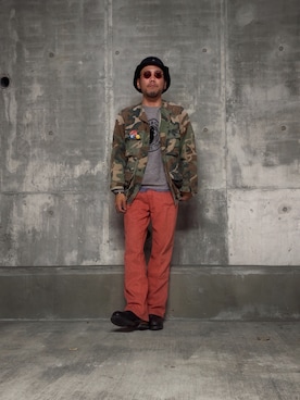 「KANGOL（カンゴール）のアイテム（帽子）」を使った、RiMaさん（メンズ・171cm）の春コーディネート