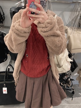 「axes femme（アクシーズファム）のアイテム（ニット/セーター）」を使った、あやさん（レディース・147cm）の冬コーディネート
