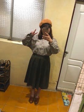 「UNIQLO（ユニクロ）のアイテム（スカート、グリーン系）」を使った、smile ouさん（レディース・160cm）の秋コーディネート