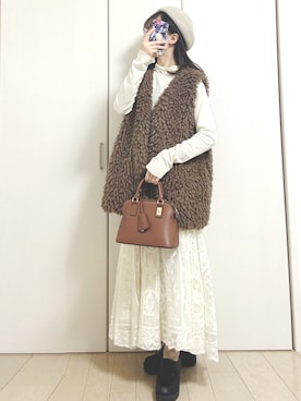 「Bleu Bleuet（ブルーブルーエ）のアイテム（ハンチング/ベレー帽）」を使った、Mayさん（レディース・156cm）の秋コーディネート