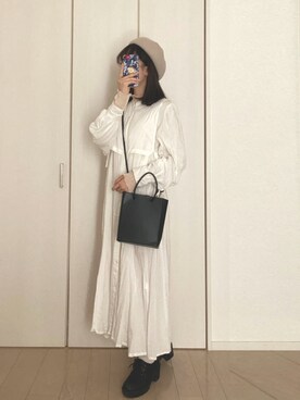 「Bleu Bleuet（ブルーブルーエ）のアイテム（ハンチング/ベレー帽）」を使った、Mayさん（レディース・156cm）の秋コーディネート