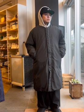 「アイテム（ノーカラーコート）」を使った、下田海秀さん（メンズ・168cm）の秋コーディネート