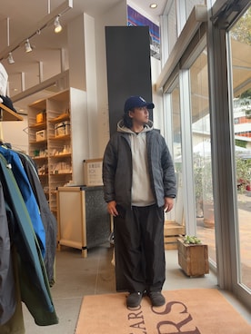 「アイテム（ダウンジャケット/コート）」を使った、下田海秀さん（メンズ・168cm）の秋コーディネート
