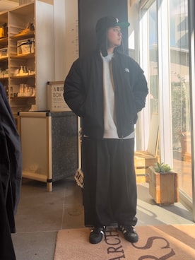 「アイテム（MA-1）」を使った、下田海秀さん（メンズ・168cm）の冬コーディネート