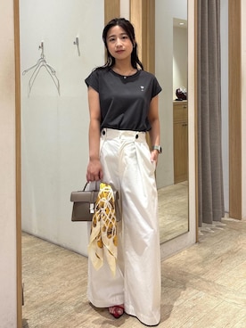 「パンツスタイル」｜「アイテム（財布/小物）」を使った、スズさん（レディース・152cm）の夏コーディネート