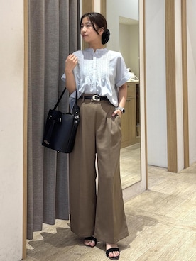 「VIS（ビス）のフラワーカットショルダーバッグ/2WAY（ショルダーバッグ、ブラック系）」を使った、スズさん（レディース・152cm）の春コーディネート