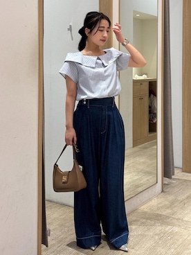 「アイテム（シュシュ）」を使った、スズさん（レディース・152cm）の夏コーディネート