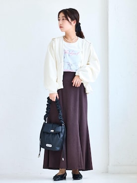 「アイテム（シュシュ）」を使った、スズさん（レディース・152cm）の夏コーディネート