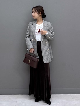 「VIS（ビス）のマルチWAYスネークレイヤードネックレス（ネックレス、ゴールド系）」を使った、スズさん（レディース・152cm）の秋コーディネート