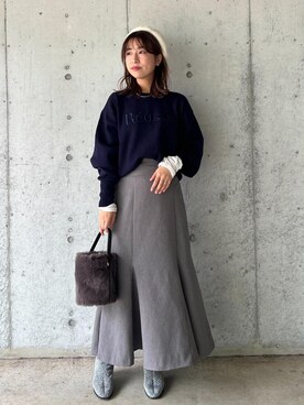 「アイテム（ハンチング/ベレー帽）」を使った、スズさん（レディース・152cm・20代）の秋コーディネート