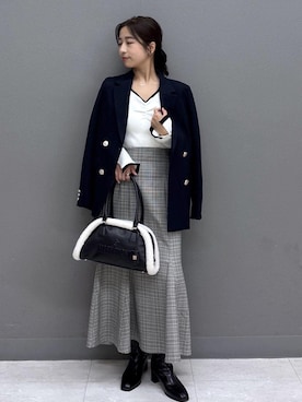 「VIS（ビス）のノットデザインネックレス（ネックレス、シルバー系）」を使った、スズさん（レディース・152cm）の秋コーディネート