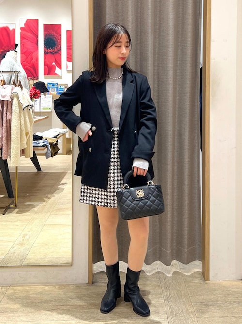 セール】【洗える】ラメツイード&千鳥柄ミニスカート（スカート）｜VIS