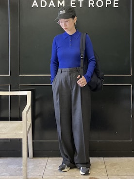 「アイテム（ポロシャツ）」を使った、MATSUMURAさん（レディース・159cm）の秋コーディネート
