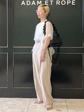 「FEMME」｜「アイテム（スラックス）」を使った、MATSUMURAさん（レディース・159cm）の夏コーディネート