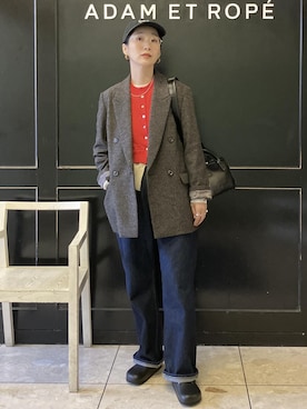 「アイテム（テーラードジャケット、ブラック系）」を使った、MATSUMURAさん（レディース・159cm）の秋コーディネート