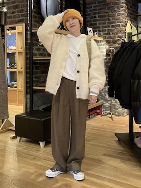 「アイテム（カーディガン/ボレロ）」を使った、MATSUMURAさん（レディース・159cm・40代）の冬コーディネート