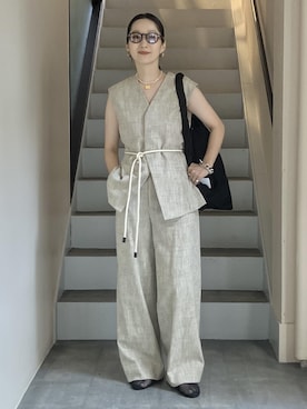 「EMOELLE（エモエレ）のアイテム」を使った、MATSUMURAさん（レディース・159cm）の夏コーディネート