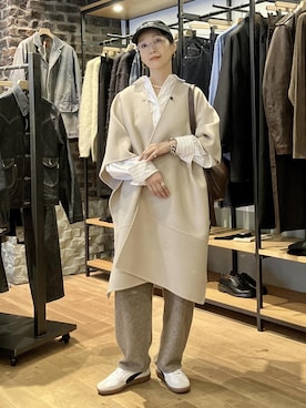 「アイテム（ストール/ショール）」を使った、MATSUMURAさん（レディース・159cm）の秋コーディネート