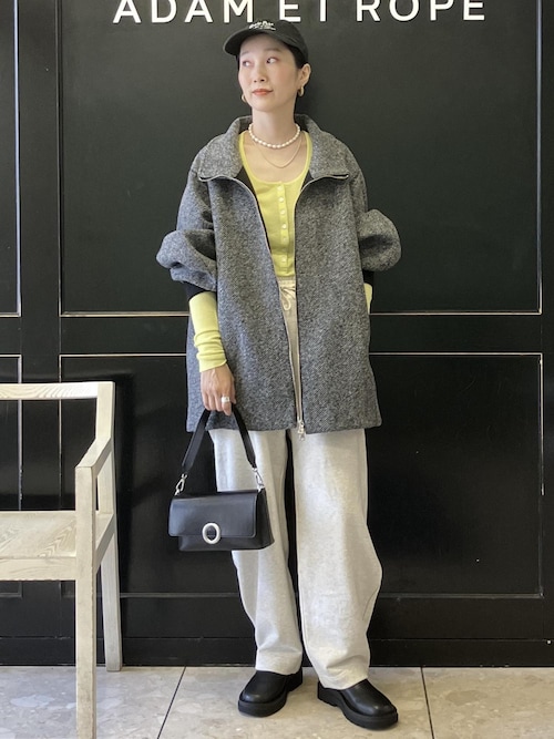 アダムエロペ 「サステナブル」ツイードボンディングコーディガン