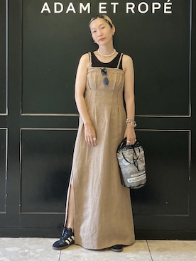 「ADAM ET ROPE'（アダムエロペ）のアイテム（タンクトップ）」を使った、MATSUMURAさん（レディース・159cm）の夏コーディネート