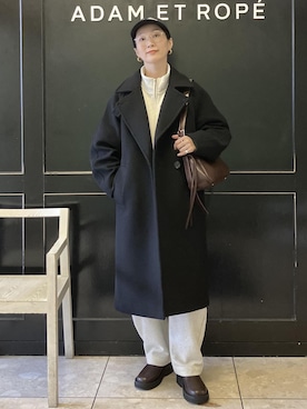 「ADAM ET ROPE'（アダムエロペ）のヘンリーネックカットオフウールプルオーバー（Tシャツ/カットソー）」を使った、MATSUMURAさん（レディース・159cm）の秋コーディネート